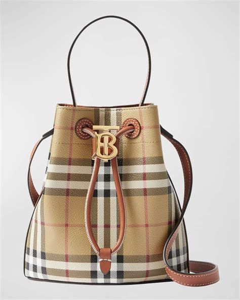 burberry bucket perforated|Mini Check Bucket Bag in Black/calico .